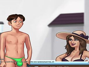 in summertimesaga, teen 18+ milf gets jacuzzi breast massage leading to creampie