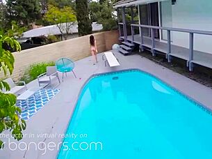 horny brunette finds ordered dildo too small in vr bangers