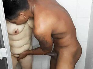 I Interrupt My Latina Stepmother Showering To Get A Horny Blowjob On My Big Black Cock.