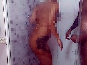 Wife Gets Ass Fucked In Bathroom, Mouth Filled With Cum.