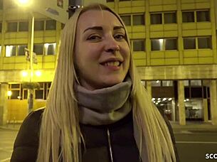 imagine this cute teen getting fucked for cash in public casting with big cock