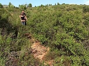 Blonde couple enjoys outdoor car ride with friends