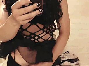 asian crossdresser teasing with solo play