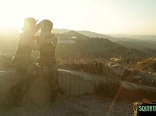 Military lesbo gushes pussy juice in big tits fingering lesbian babe masturbation couple squirting blonde erotic.