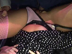 big fake boobs sucking cock, riding, moaning in closeup striptease