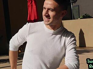 bottom twunk sucks cock outdoor, gets barebacked by boyfriend