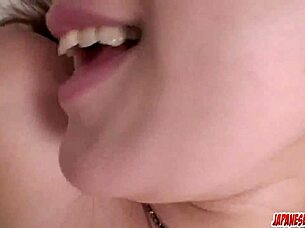 Mariko ends the massive fuck play with cum on her tits!