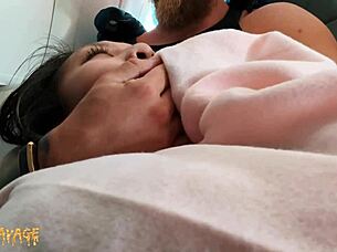 Public fingering of Asian wife on airplane joining the mile high club