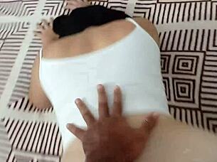 my stepmom catches me masturbating into her panties then offers her ass