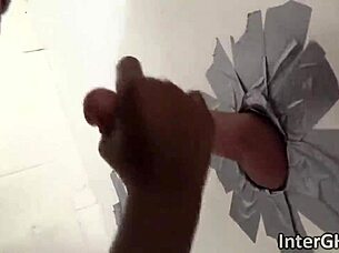 Ebony Brie Simone Slurps Big White Monster Cock In Gloryhole Blowjob