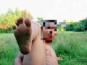 Myanmar gay friends enjoy outdoor nature walk