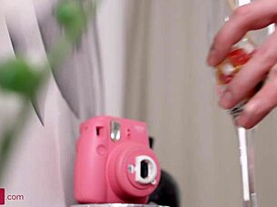 hey, watch this guy get tempted into sex with the blonde and her pink-haired bestie.