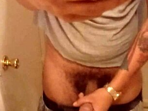 Showing that huge cock off, wow!