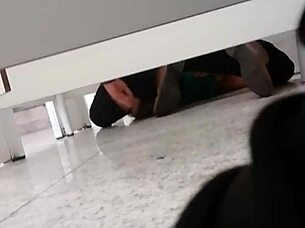 In a random shopping mall bathroom, two guys got caught in a steamy gay encounter