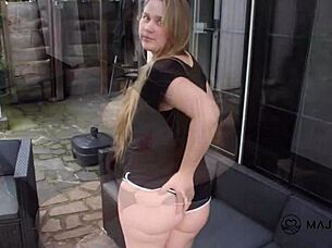 Maja's big ass fucked outside.