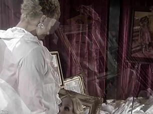 body painted blonde nicole sheridan sucks artist before fucking