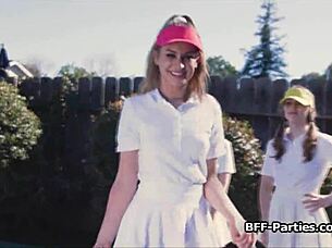 Foursome With Kinky Teens At Tennis Court