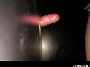 Watch skinny wife devoured at gloryhole while cuckold films compilation!