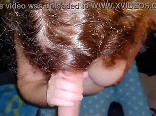 Amateur wife gives blowjob leading to cumshot