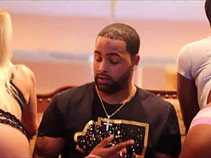 horny group of big tits babes ride in threesome reality scene