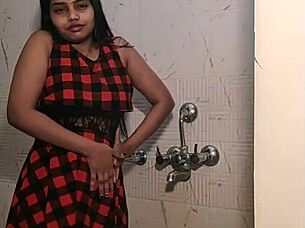 Indian teen shows naked booty and wet pussy in bathroom!