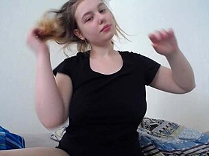 Teen Blonde Masturbates After Waking Up, Touching Her Tits and Ass for Intense Orgasm