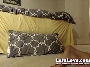 lelu love in lingerie and lipstick fucks dildo on live webcam