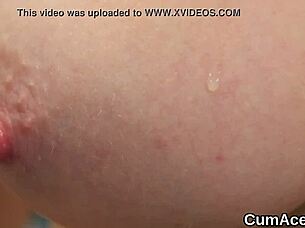 i'm watching this wacky model get a huge cumshot on her face and gulp it all down