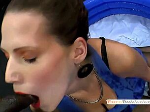 Horny euro hottie takes a black cock