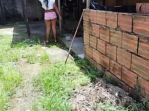 Neighbor's Ass Exposed On Balcony, Tempting You To Fill It?