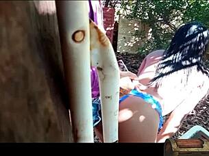 Hidden Camera Records Woman Cheating Secretly in the Backyard with Her Lover