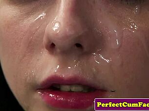 glamcore babe getting facial in pov, small tits shining