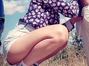 After licking his cock he sprayed her lips with cum