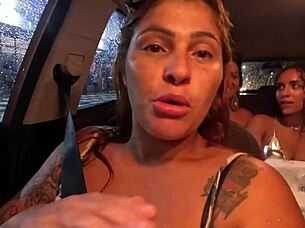 african babe gets ready in public at praia grande