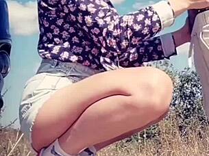 After licking his cock he sprayed her lips with cum