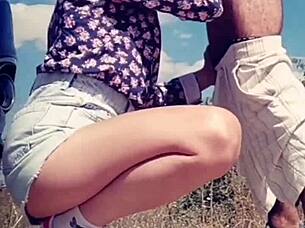 After licking his cock he sprayed her lips with cum