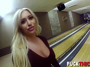 Brandi Bae gets lusty in the bowling lane, riding and getting cumshot