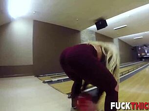 Brandi Bae gets lusty in the bowling lane, riding and getting cumshot