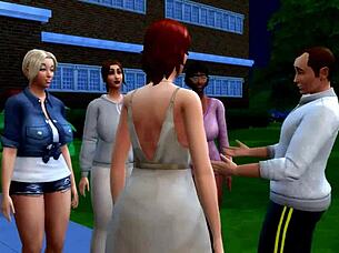 Sims 4 American Beauties Parody with Blowjob and Group Interracial Action