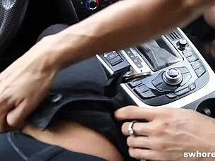 Old man picks up young slut for bareback car fuck outdoors