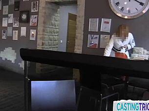 Cute European Babe Bent Over For Doggy Style Blowjob During Casting Interview Filming