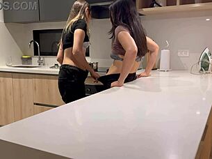 We were just having coffee in the kitchen, but things got passionate with fingering and kissing.