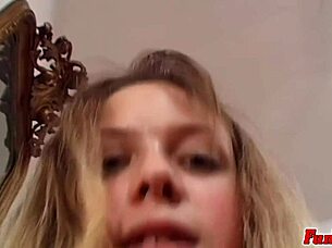 fat chesty woman sucks shaved cock for cum facial