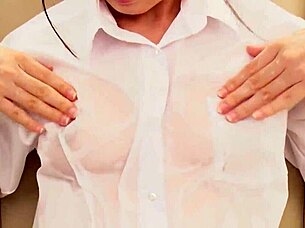 Sheer Swimsuit Slippery Play With Asian Big Tits