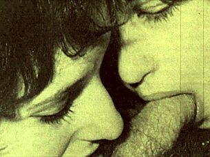 Old-school threesome features hairy pussies