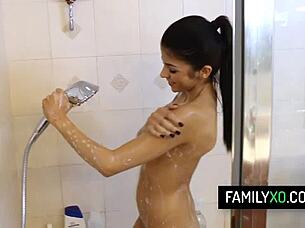 Super hot latina step sister sadie pop in bathroom