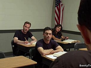 hey, check out this police academy shemale student dominating with assfucking