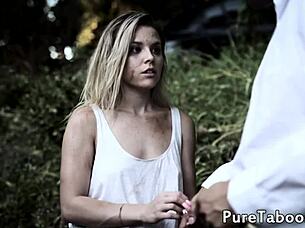 gorgeous teen 18+ stepdaughter rides cowgirl for creampie