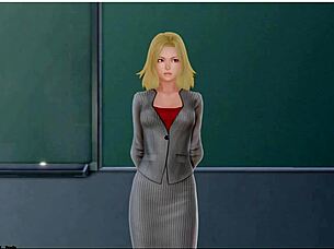 Bold public masturbation in anime hentai game, outdoor humiliation with toys.