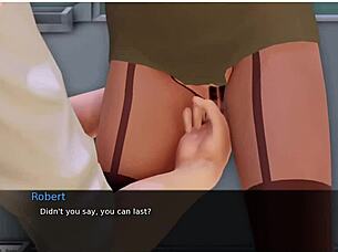 Bold public masturbation in anime hentai game, outdoor humiliation with toys.